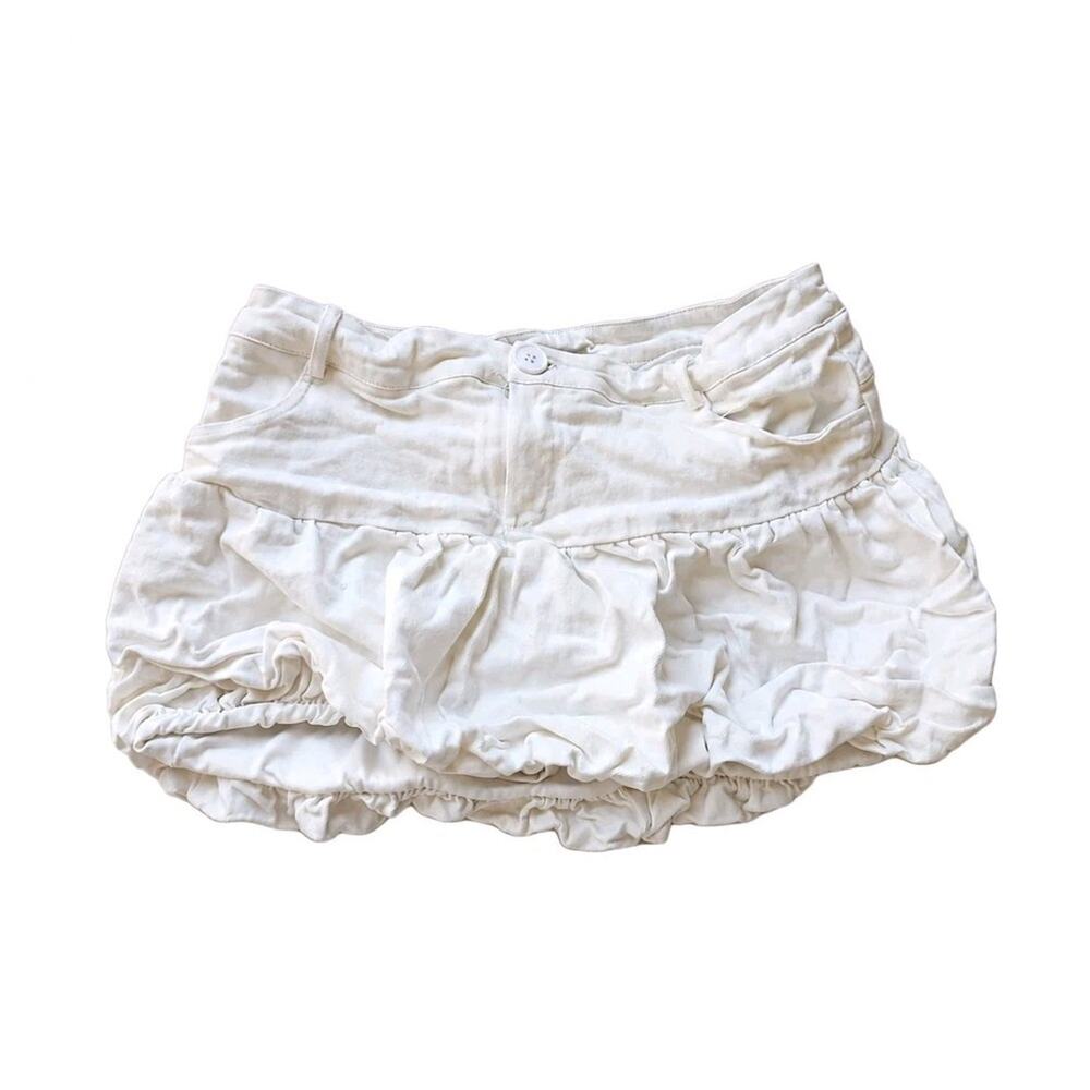 Love Poem White Cotton Balloon Bubble Mini Skort Skirt Puffy Y2K Coquette Large